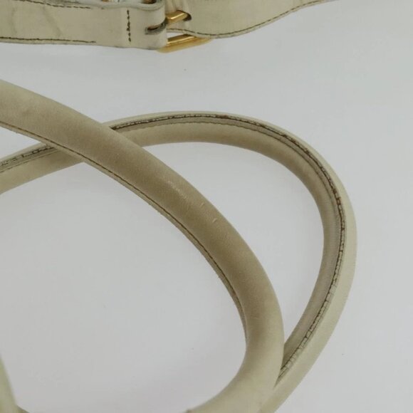 PRADA Hand Bag Leather 2way White Gold Auth gh676 - Picture 8 of 16
